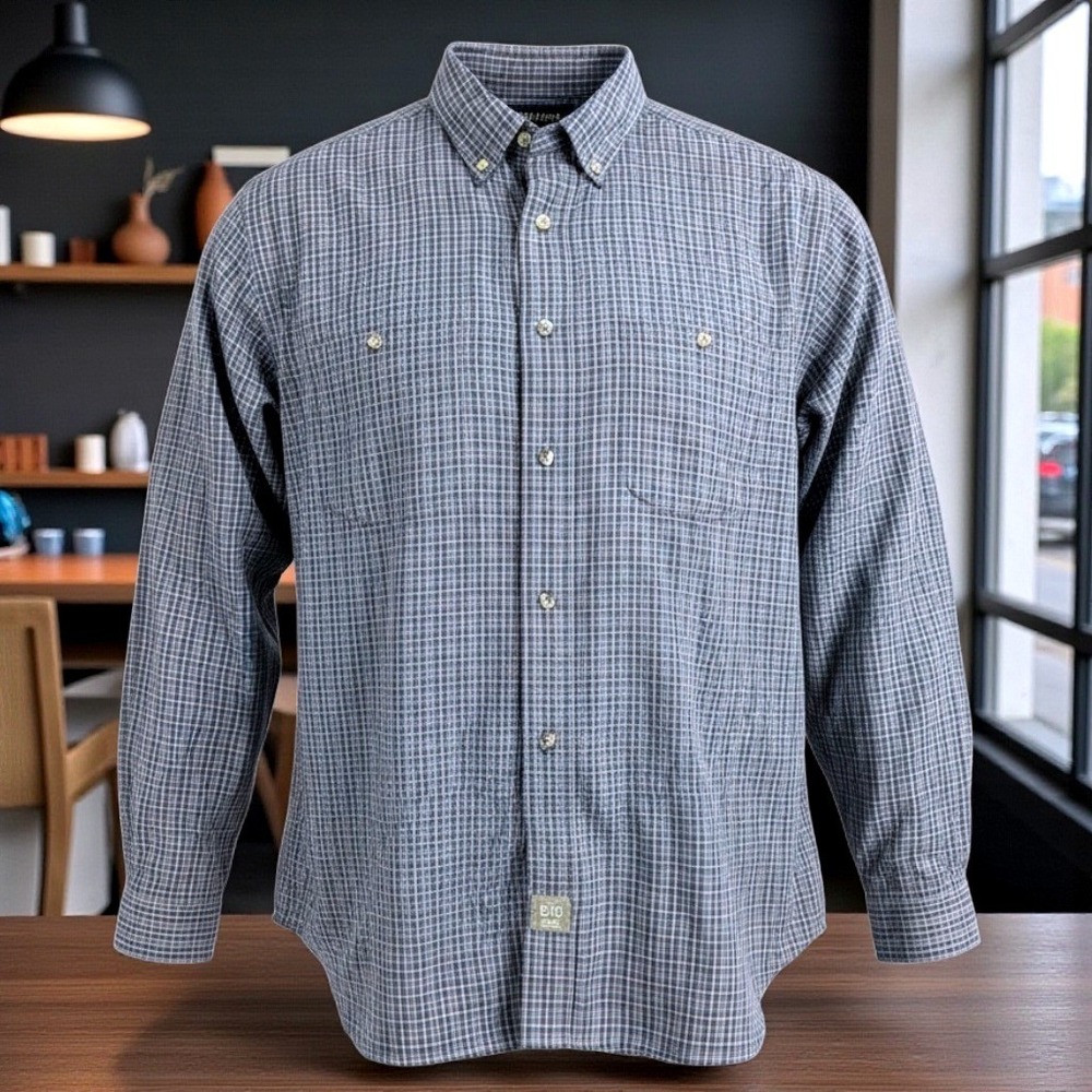 Khakis by Arrow Mens Big Oxford Plaid Button‎ Down Long Sleeve Shirt XL TG
